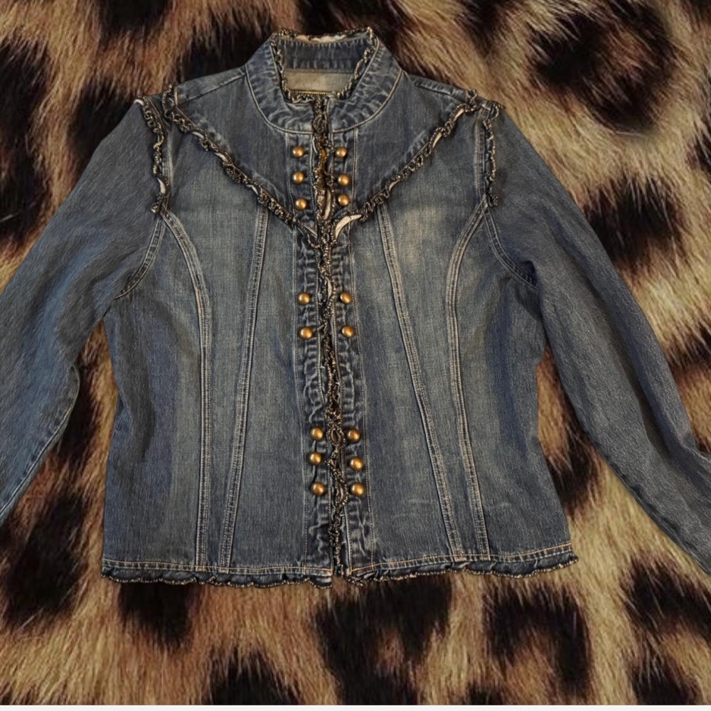 Denim Jacket with Gold Accents
